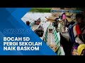 Viral Video Bocah SD Naik Baskom untuk Berangkat Sekolah, Dilakukan Sudah Sejak Lama