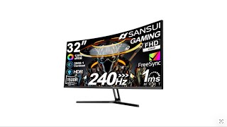 Review SANSUI 32 Inch Curved 240Hz Gaming Monitor FHD 1080P HDR Display