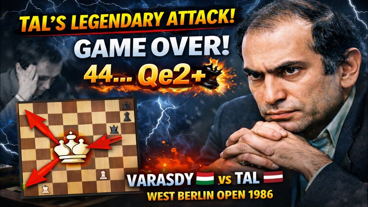 Mikhail Tal vs Varasdy Imre | Legendary Attack | West Berlin Open 1986