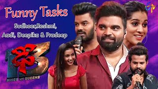 Sudheer,Rashmi,Hyper Aadi, Deepika & Pradeep | Funny Tasks | Dhee 13 | Kings vs Queens | ETV Telugu