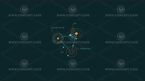 Looped animation of circles connected by lines HUD element.