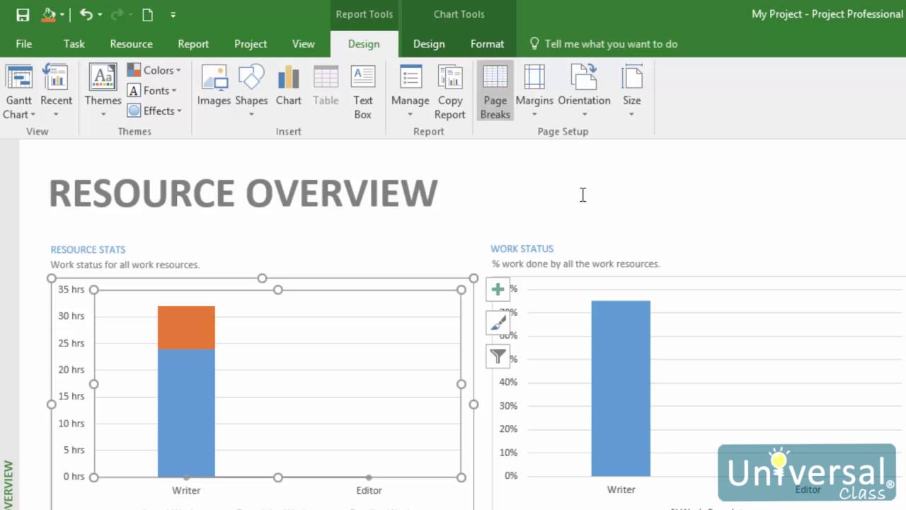 Lesson 16 Running Reports Universal Class Microsoft Project 16 Course Youtube