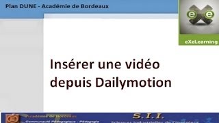 eXeLearning : insertion d'une vidéo depuis Dailymotion