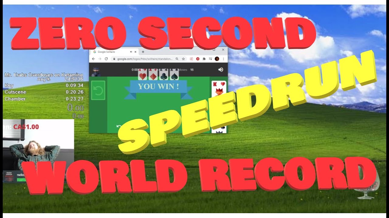 Google Solitaire Speedrun World Record Glitched Easy in 2 Seconds
