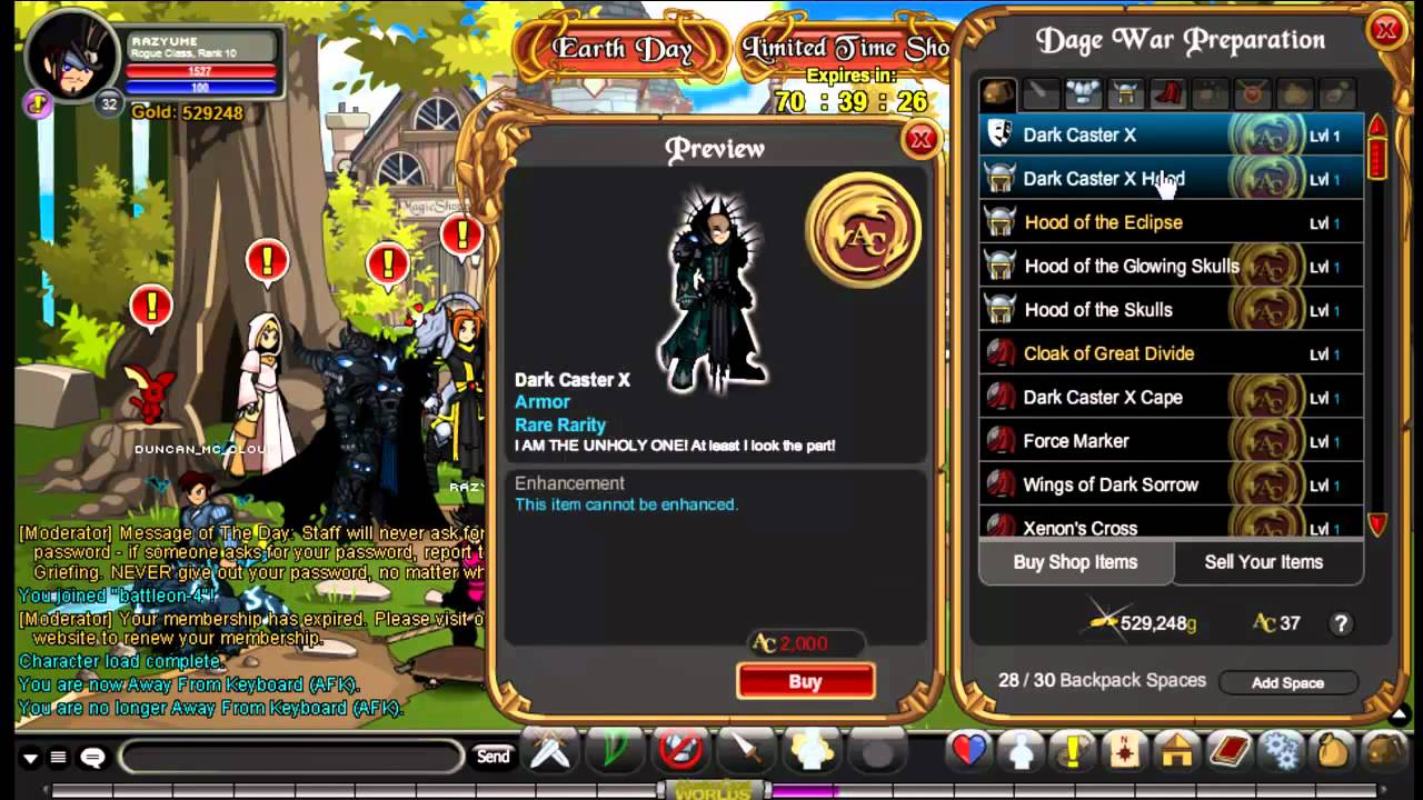 AQW- Dage's Dark Caster X Shop