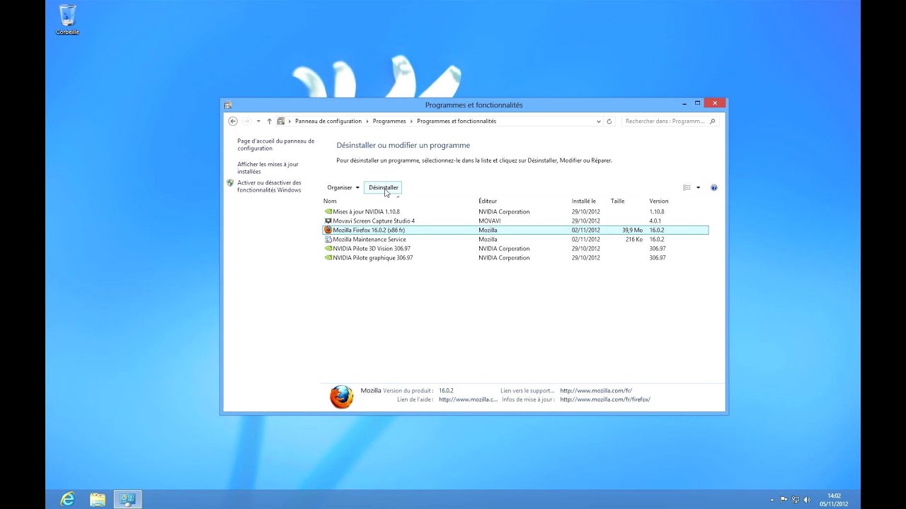 Tuto Désinstaller un logiciel (Windows 8)