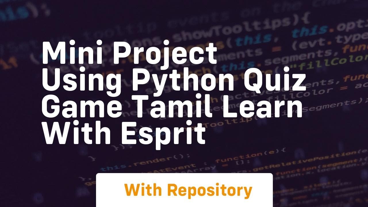 Mini project using python quiz game tamil learn with esprit - YouTube