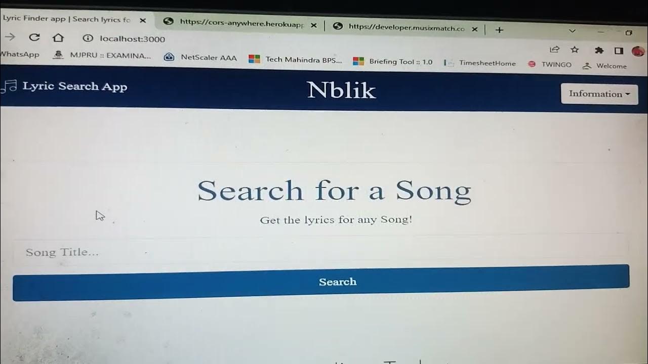 lyrics finder web app using musixmatch api YouTube