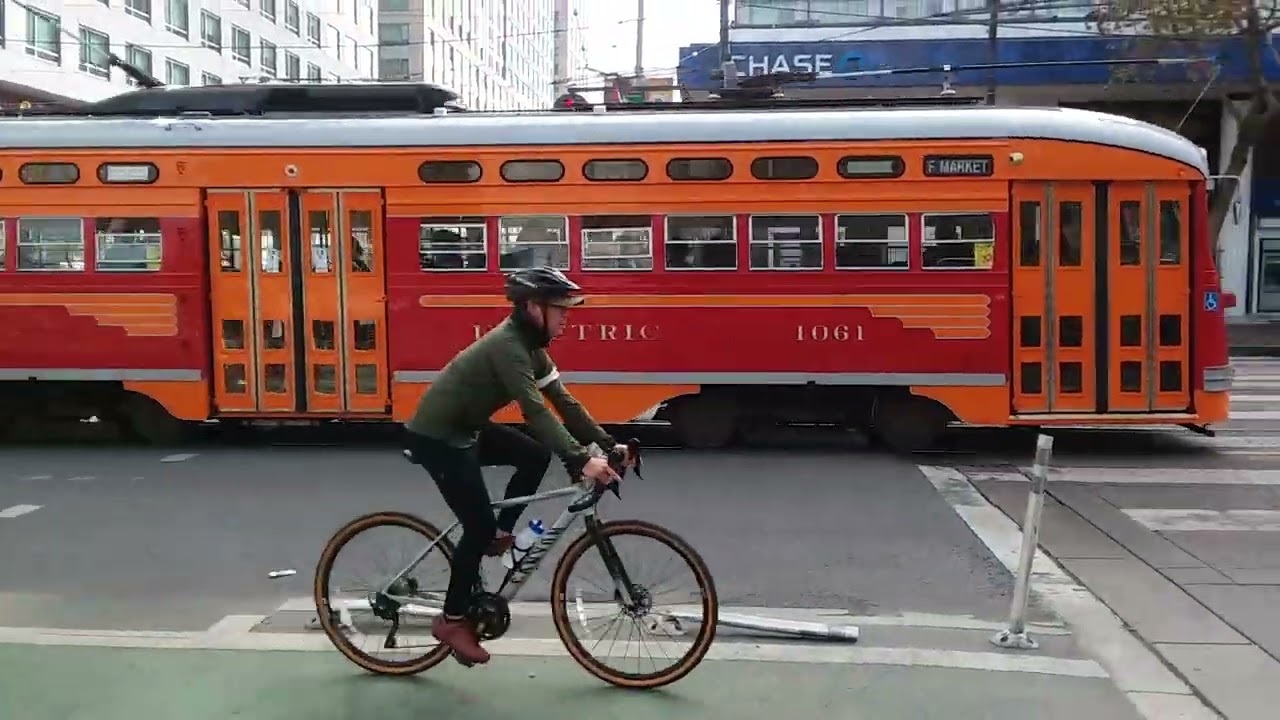 SF Muni 1948 St. Louis Car Co. PCC 1061 on Route F Market & Wharves