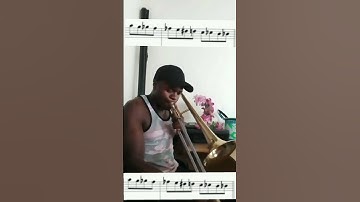 C chromatic scale with notes for trombone.