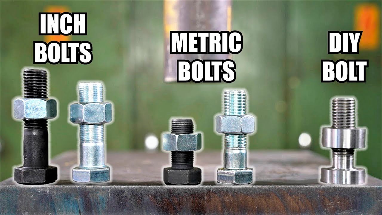 ⁣Which Are Stronger Inch or Metric Bolt Threads? Hydraulic Press Test!