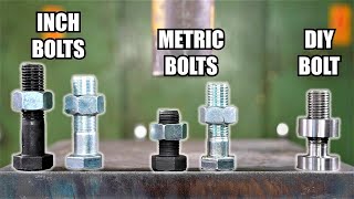 Which Are Stronger Inch or Metric Bolt Threads? Hydraulic Press Test!