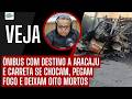 ACIDENTE NA BR-251: ÔNIBUS E CARRETA PEGAM FOGO E DEIXAM OITO MORTOS EM MG