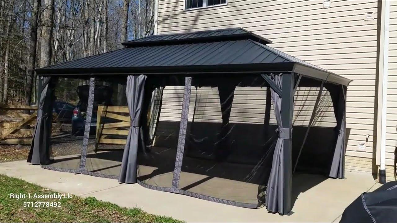 assembling 12 by 20 aluminum gazebo YouTube