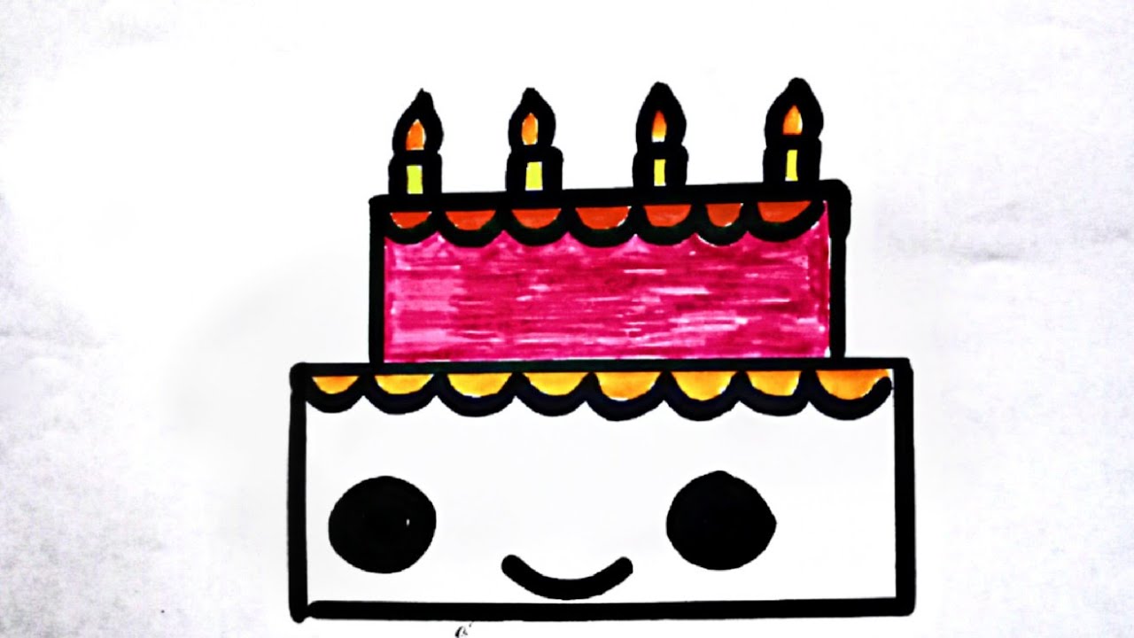 DRAWING OF BIRTHDAY CAKE HOW TO DRAW CUTE BIRTHDAY CAKE BEAUTIFUL JOURNEY YouTube
