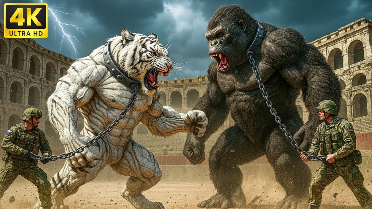 King Kong vs White Tiger Man: Epic Shootout on a Military Cargo Plane! 💥✈️