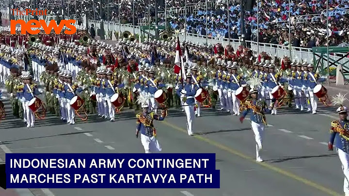 Indonesian army contingent marches past Kartavya Path during 76th Republic day parade