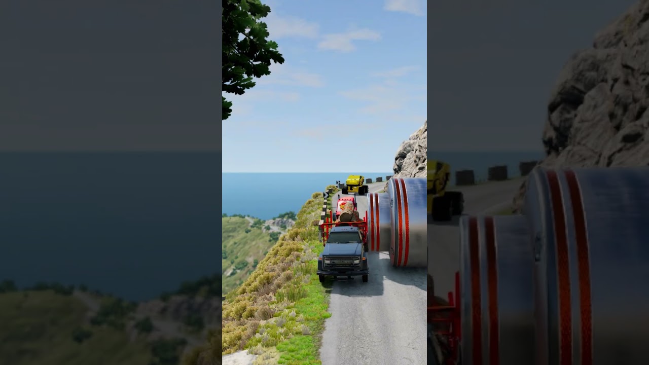Truck vs Giant Coin Wheel on Deadly Cliff Road! 😱🚛 | BeamNG Drive