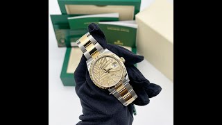 Pre-owned 2021 Rolex Datejust 126233 Palm Motif Dial Watch Resimi