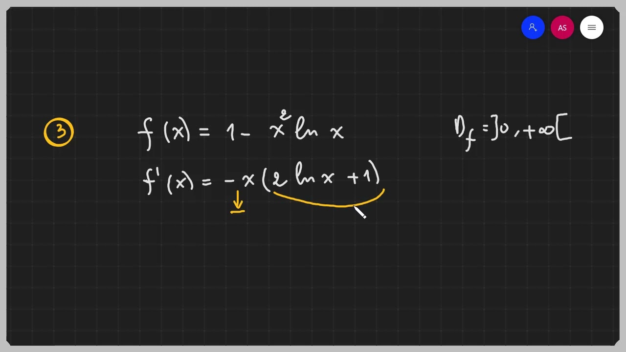 الفكرة 4 | أمثلة من بكالوريات عن دراسة إشارة مشتقة دالة لوغاريتمية