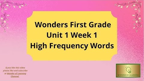 Wonders First Grade  Unit 1 Week 1 High Frequency Words