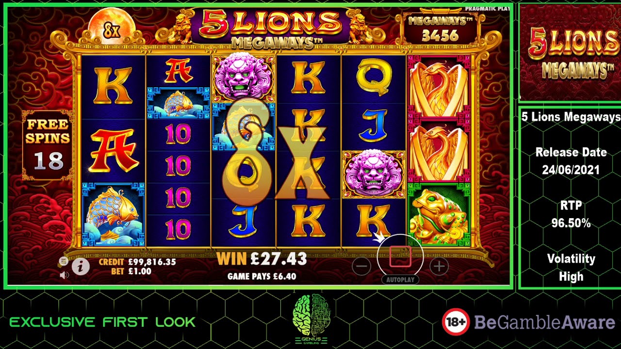 5 Lions Megaways Bonus And Base Game Slot Pragmatic Releasing 24/06/2021