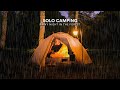 Solo Camping saat Hujan Deras di Malam Hari, Masak Hotpot di Hutan Pinus, ASMR