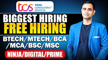 TCS Free Hiring Out for Btech/Mtech/MCA/BCA/MSC/BSC | Ninja, Digital & Prime