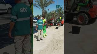 Obras de ajardinamiento en las rotondas de la Ronda Oeste de Elche