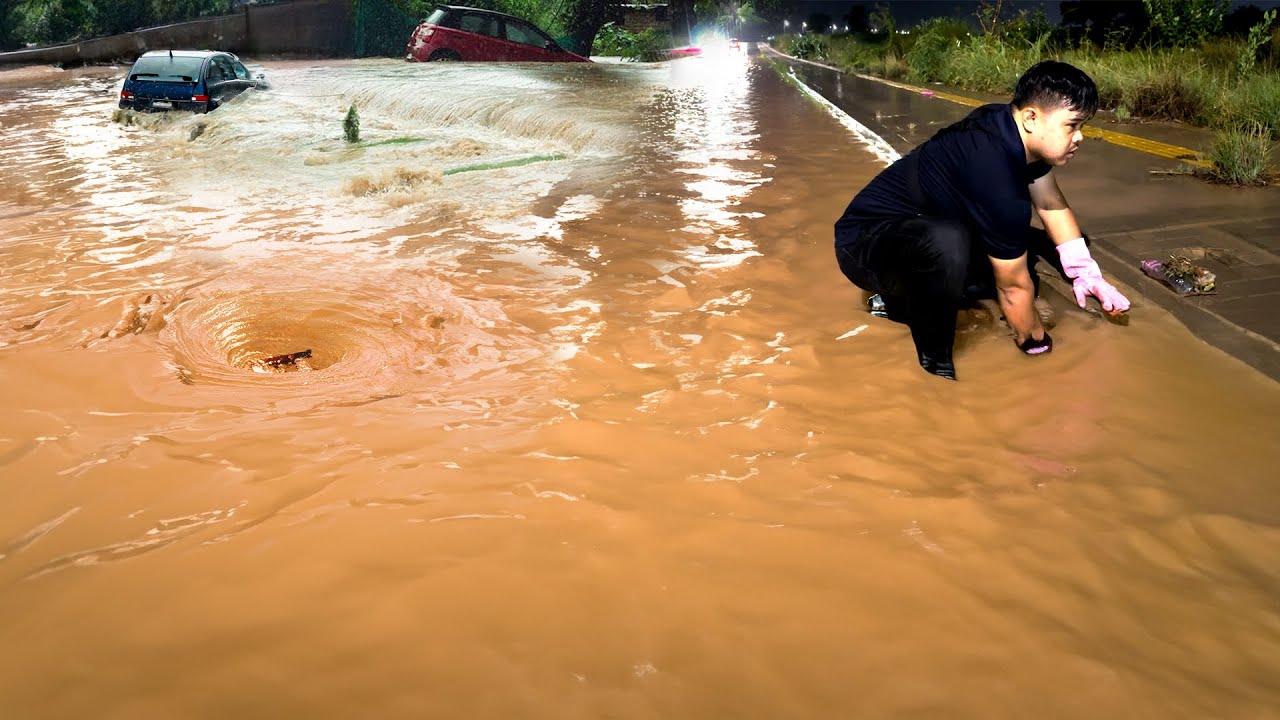 Urban Flood Rescue Unclogging Storm Drains to Prevent Disastrous Flash ...