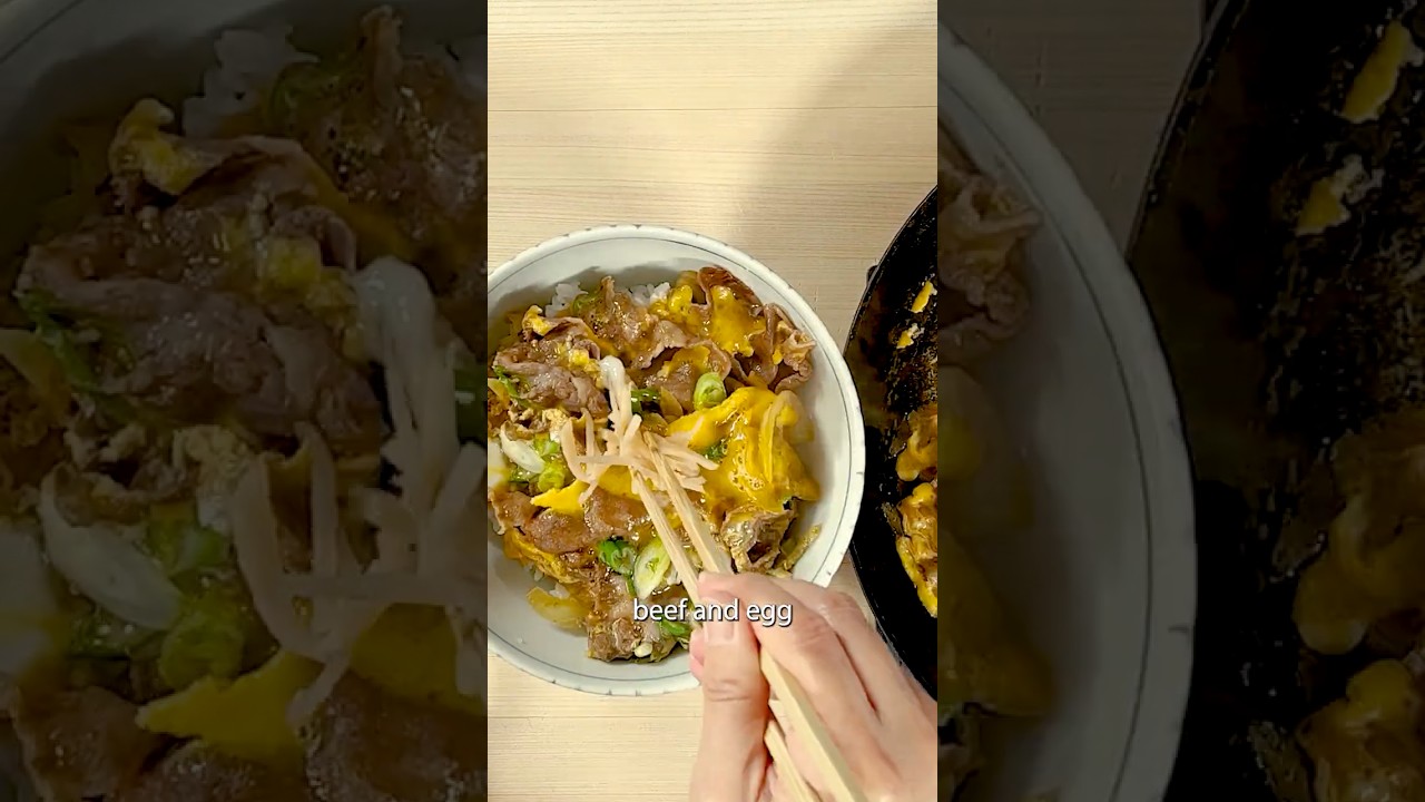 Easy Tanindon (Beef & Egg Rice Bowl) 🍚 #Shorts #japanesefood  #donburi  #ricebowl  #easydinner