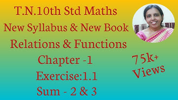 T.N.10th maths  Exercise - 1.1 Sum - 2 & 3 | Relations & Functions|chapter-1|.