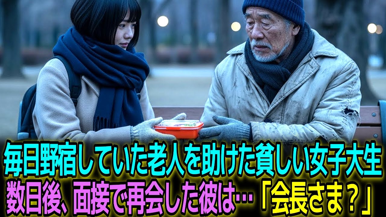 毎日野宿していた老人を助けた貧しい女子大生、数日後の面接で出会った彼の正体は…「会長さま？」  I オーディオブック I ラジオドラマ I 感動ストーリー