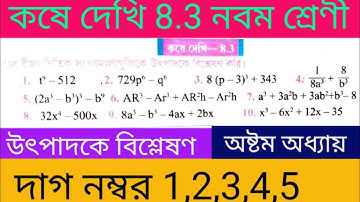 কষে দেখি 8.3 নবম শ্রেণী উৎপাদকে বিশ্লেষণ /chapter 8 Koshe Dekhi 8.3/Factorisation #math #wbbse