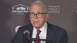 Ohio Gov. Mike DeWine speaks following groundbreaking ceremony for new Cleveland Browns stadium
