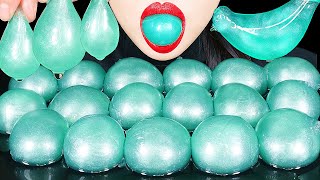 ASMR TEAL EDIBLE WATER BOTTLE NO PLASTIC HOW TO MAKE GIANT POPPING BOBA EATING SOUNDS DRINKING 새소리 병