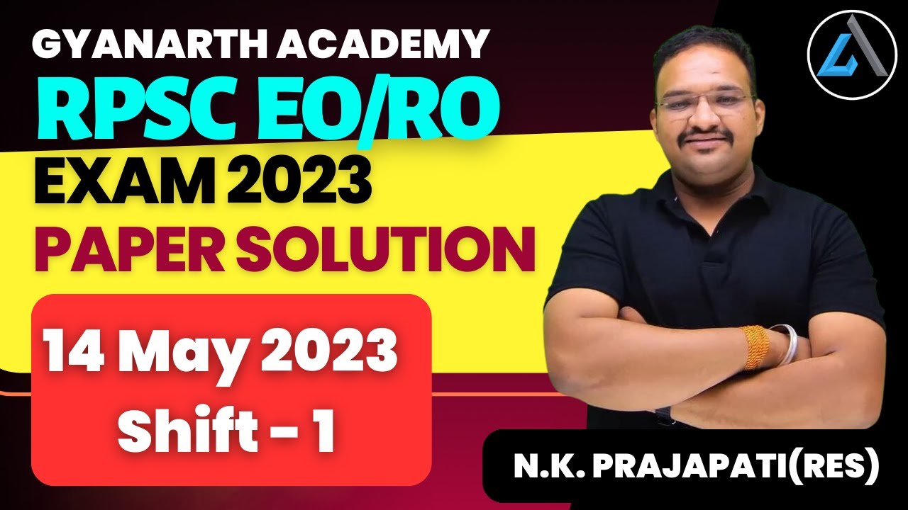 EO/RO Exam 2023 Paper Solution & Paper Analysis Shift 1 | RPSC EO RO ...