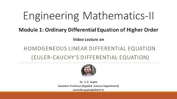 B.TECH | H.L.D.E | EULER-CAUCHY LINEAR DIFFERENTIAL EQUATION  | Dr. S. P. Gupta | ENGG. MATH-II