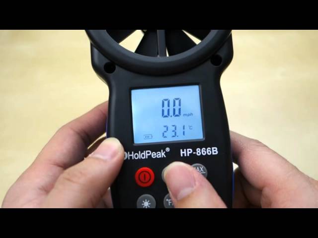 Cfm Meter Hvac HoldPeak 866B Handheld Anemometer With Tripod, Digital Wind Speed Gauge Meter, Air Flow Velocity Temperature CFM Measuring Device For HVAC Outdoor Sailing Shooting Golf Holdpeak Anemometer