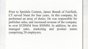 James Brandt of Fairfield, CT Has Worked For Ntent For Four Years