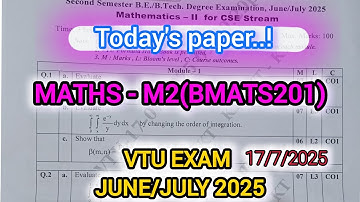 Maths M2(BMATS201) Answers Vtu exam June/July 2025  | Today