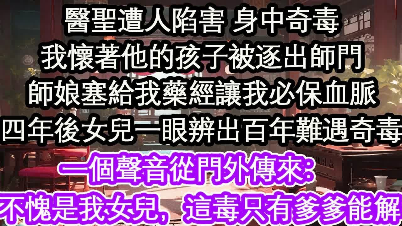 醫聖遭人陷害 身中奇毒我懷著他的孩子被逐出師門師娘塞給我藥經讓我必保血脈四年後女兒一眼辨出百年難遇的奇毒一個聲音從門外傳來： “不愧是我女兒，這毒只有爹爹能解”【花開】【愛情】【生活】