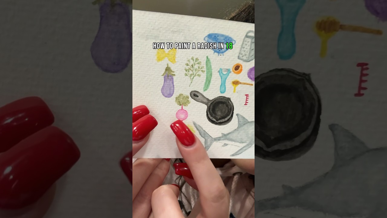 How to Paint a Radish in 18 Sec Tutorial🎨 