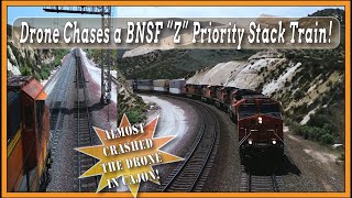 Drone Chases a BNSF Priority "Z" Stack Train in the Cajon Pass
