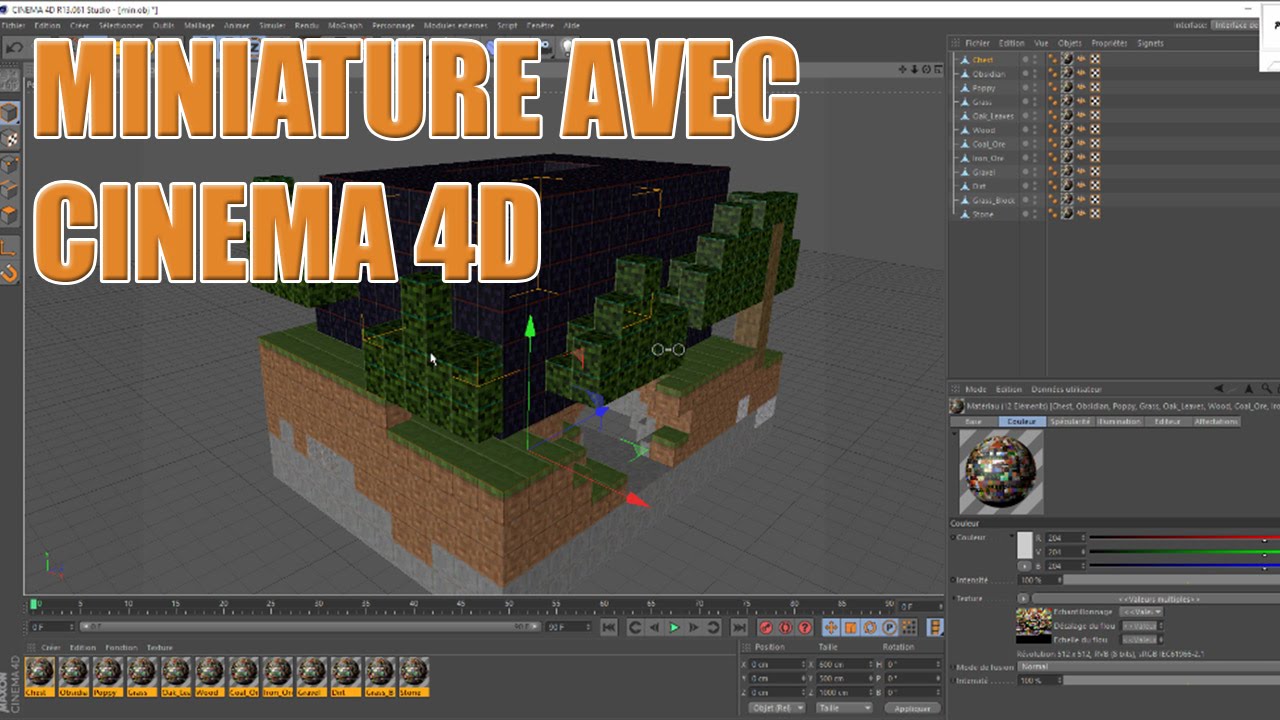 TUTO : FAIRE UNE MINIATURE MINECRAFT SUR CINEMA 4D - YouTube