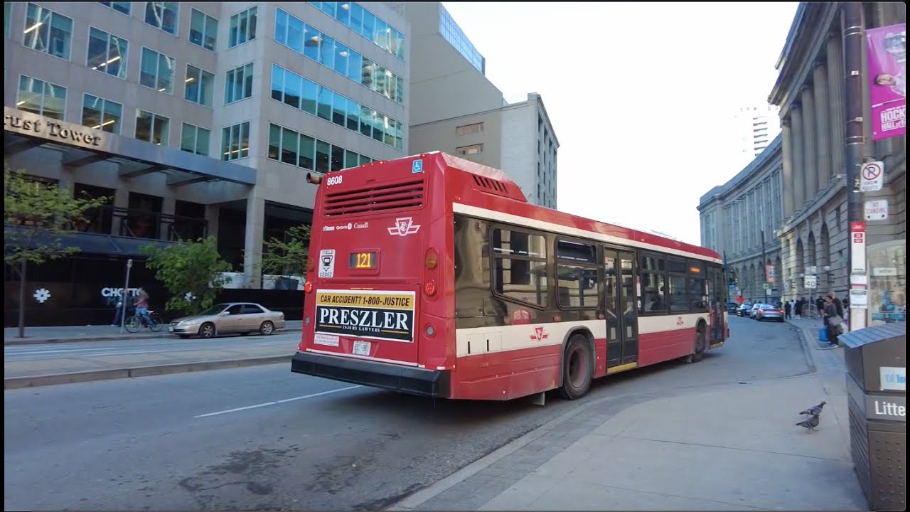 TTC 121 Esplande-River Bus Ride #8608 from Front & Bay in Downtown to ...