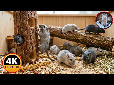 Cat TV Mouse Hunt! Real Mice Popping Out of Holes Video for Cats | 4 Hours (4K 60FPS)