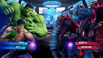 Hulk & Ryu vs Nemesis & Firebrand (Very Hard) - Marvel vs Capcom | 4K UHD Gameplay