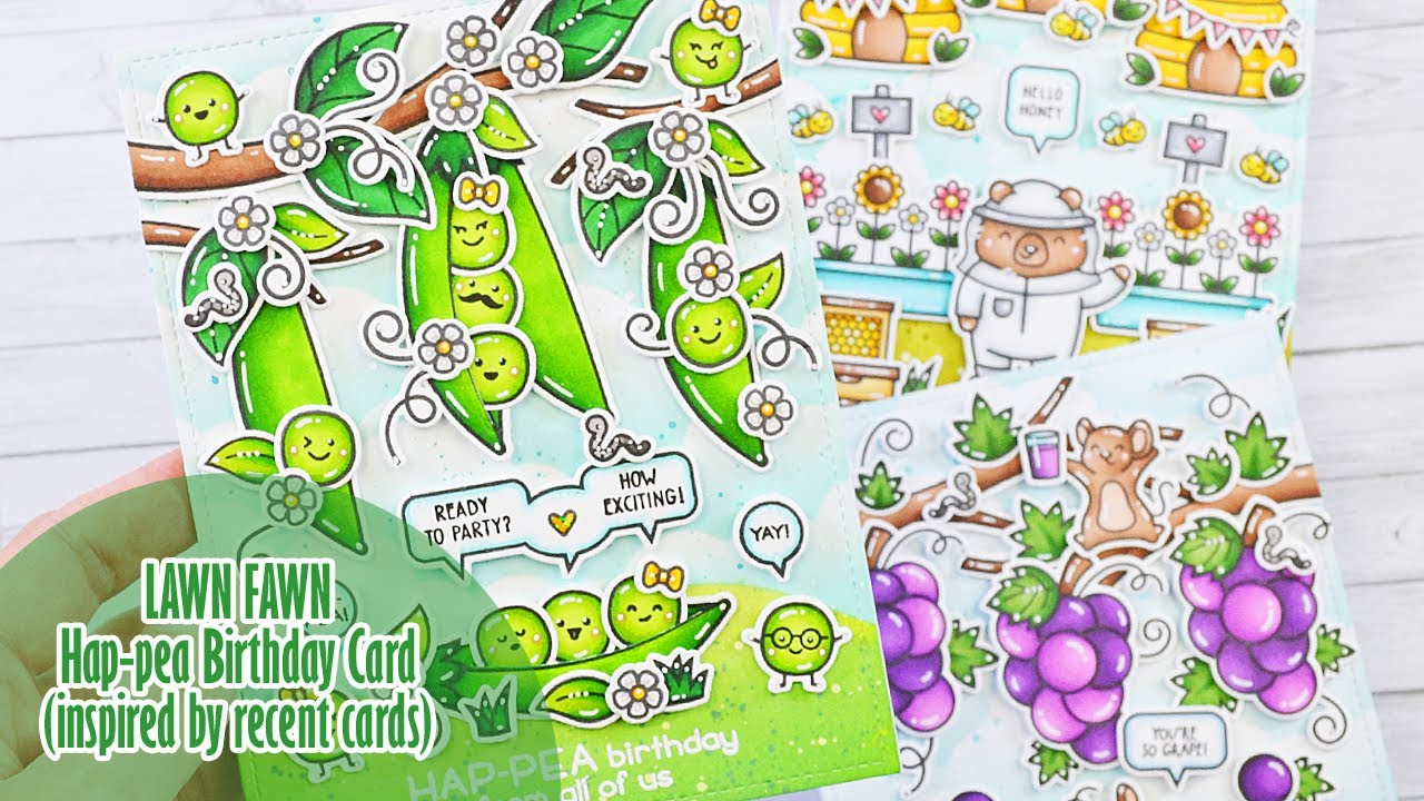 🟢 LAWN FAWN || Hap-pea Birthday Card
