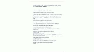 North Carolina DMV Drivers License Test Study Guide  2024 with complete solution86